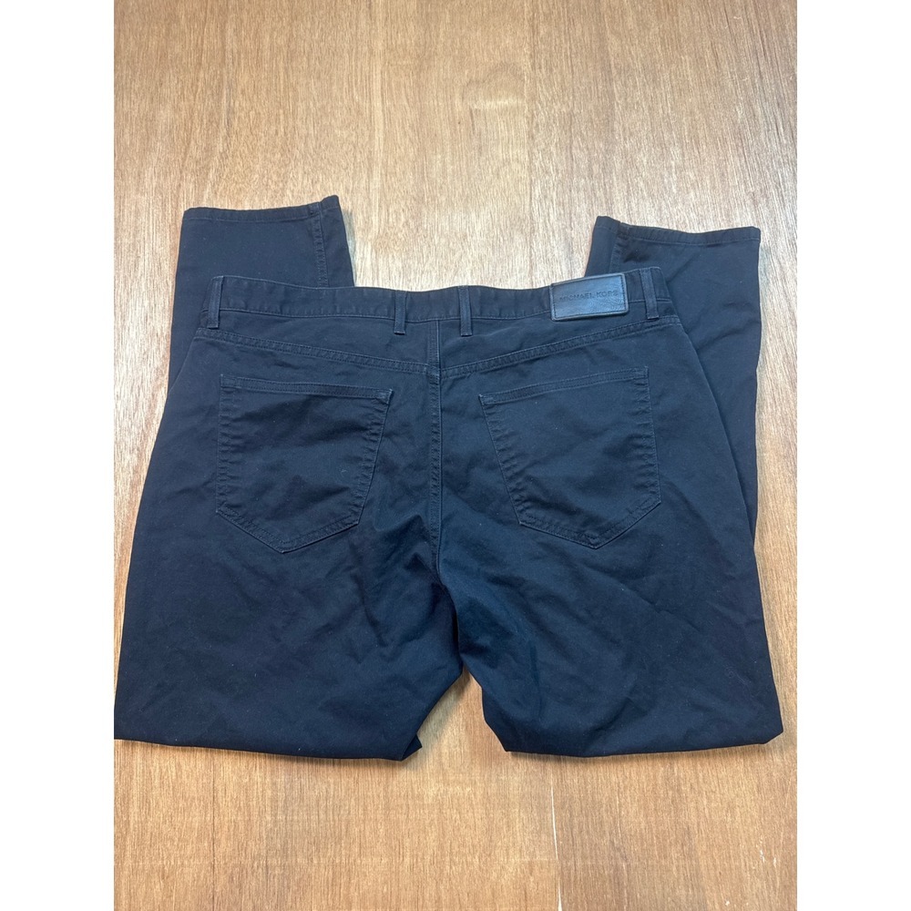 Michael Kors Parker Slim Fit Black Pants Mens 36/30 Cotton Blend Five Pocket - Picture 10 of 12